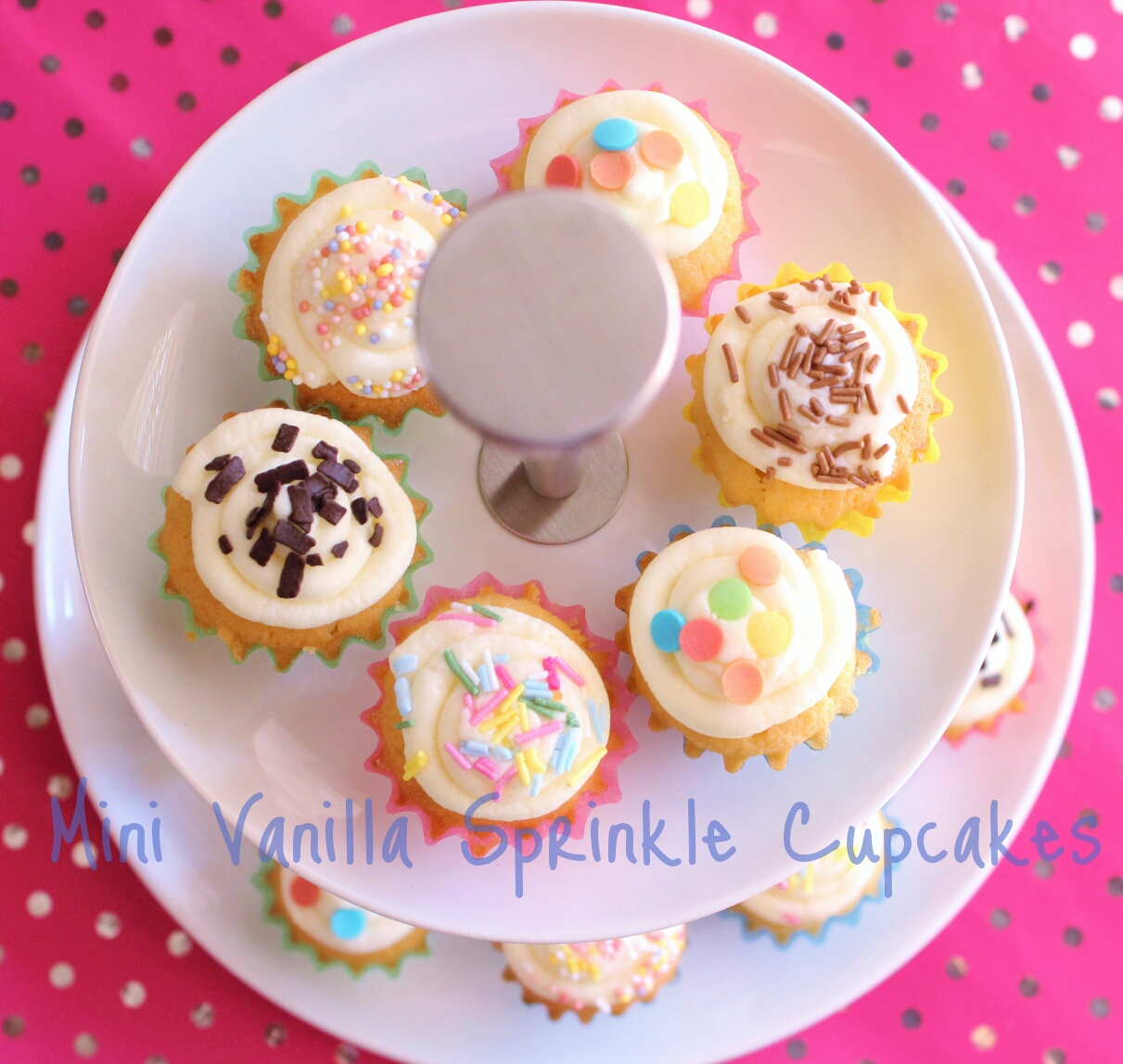 Beela Bakes Mini Vanilla Sprinkle Cupcakes