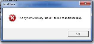 The dynamic library rld dll failed to initialize e5 fix