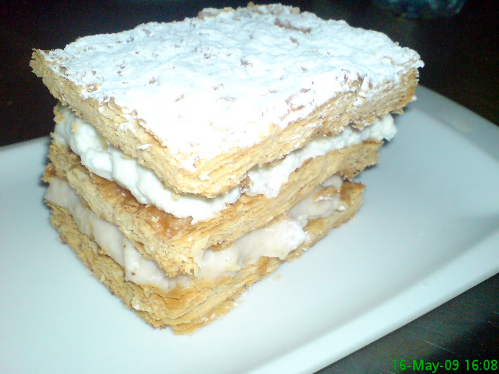 Milhojas de crema y Mousse de queso