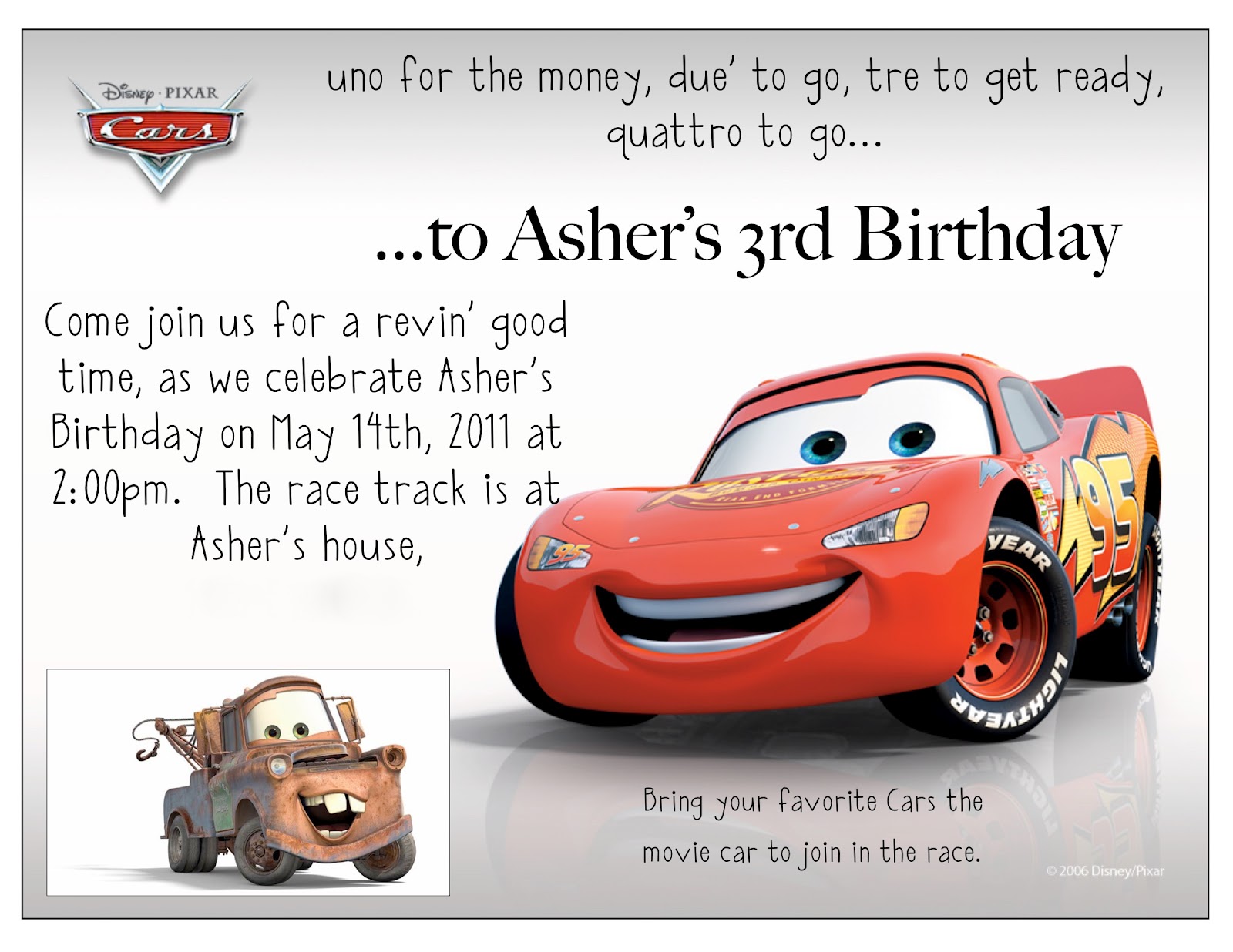 The Reid Family: Asher&rsquo;s Light&rsquo;ning McQueen Birthday 5/14/11