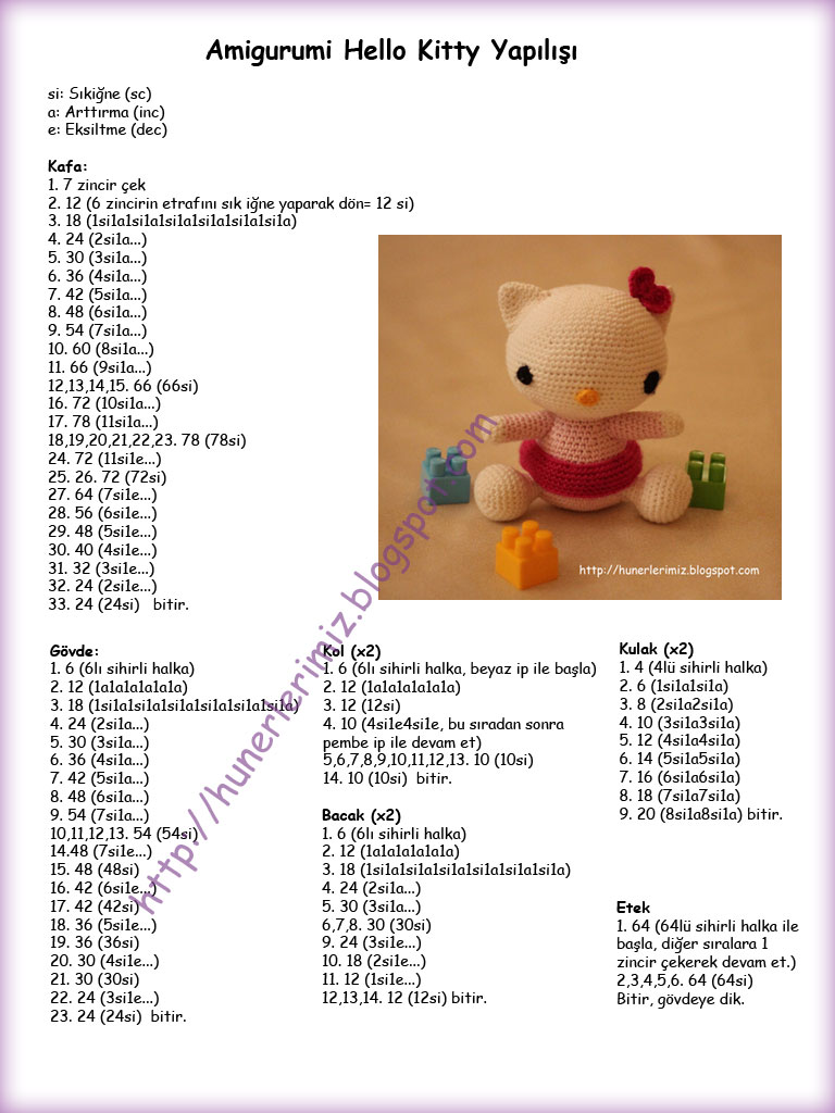 H?nerlerimiz: Amigurumi Hello Kitty Yap?l???