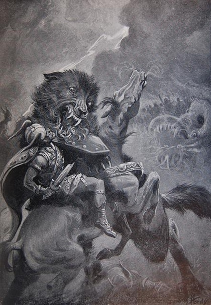 Lobos, perros, zorros y otros cánidos míticos, fabulosos y legendarios Fenrir+02
