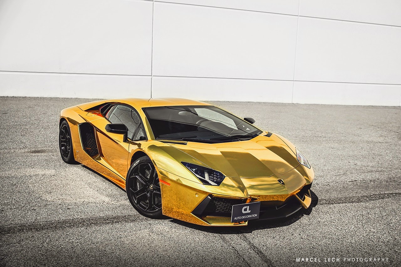 Download free Chrome Gold Lamborghini Aventador By Marcel Lech Wallpaper HD...