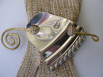 Silver plate scarf pin with hammered bronze wire stick