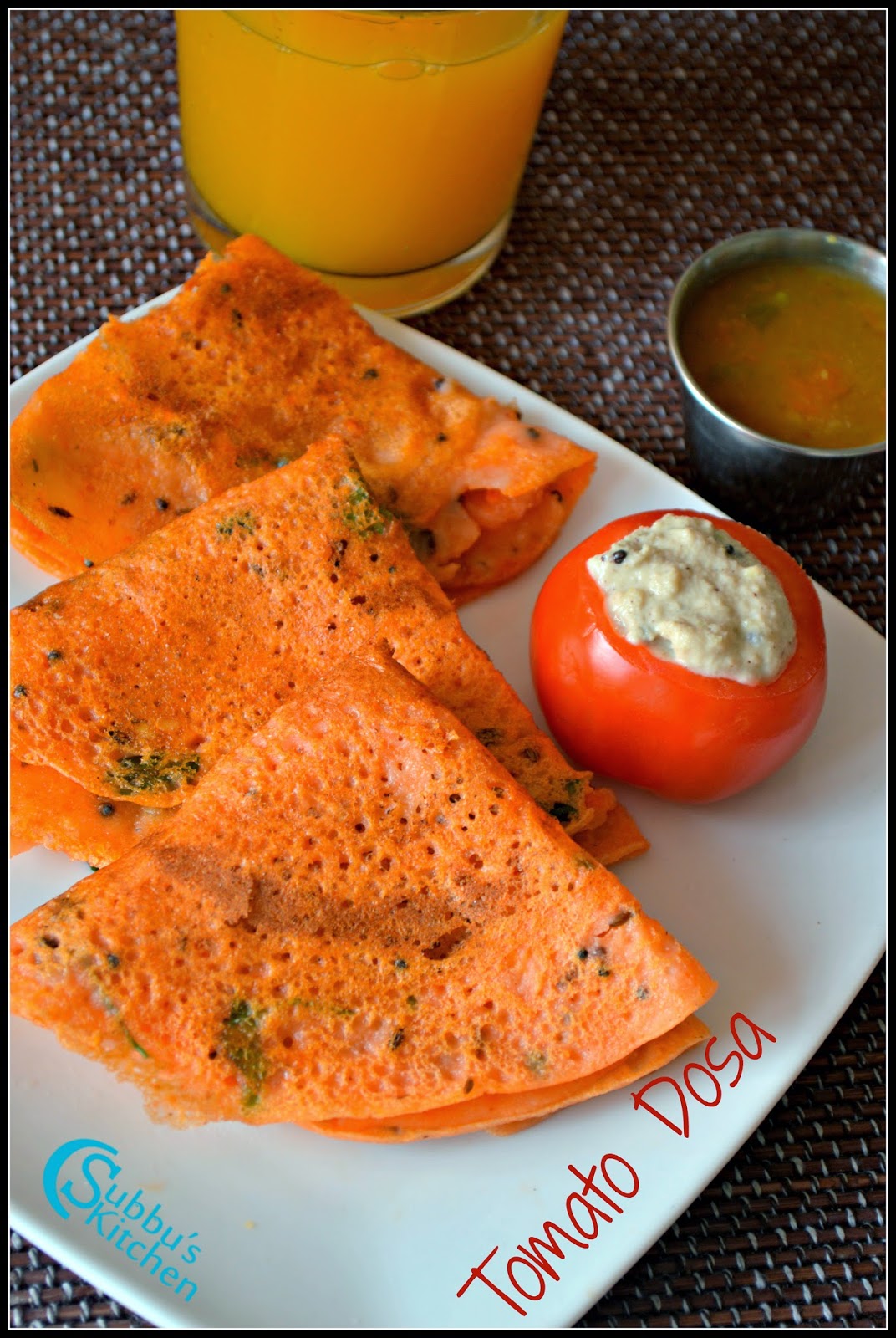 Tomato Dosa Recipe Thakkali Dosai Recipe Subbus Kitchen