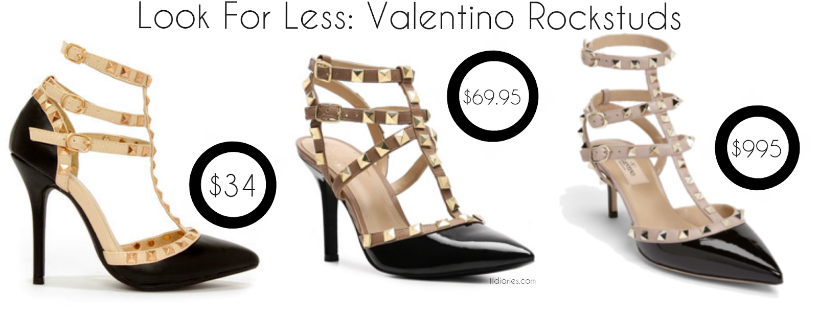 rockstud inspired heels, rockstuds under $50, designer look for less, designer inspired heels under $50