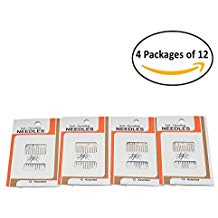 Home-X Self-Threading Needles. Set of 48 (4 Packages of 12)
