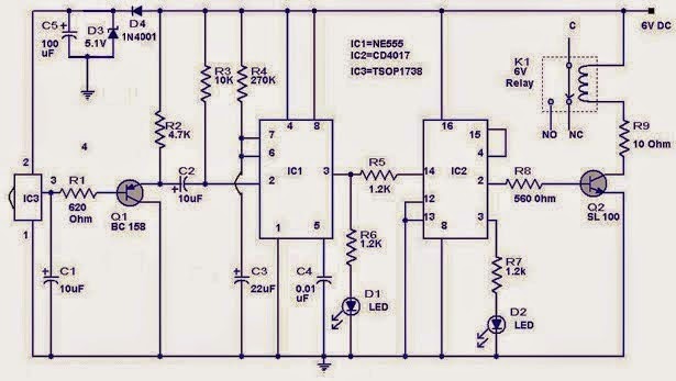 Remote Controlled Appliance Switch Circuit Using 555 Ic