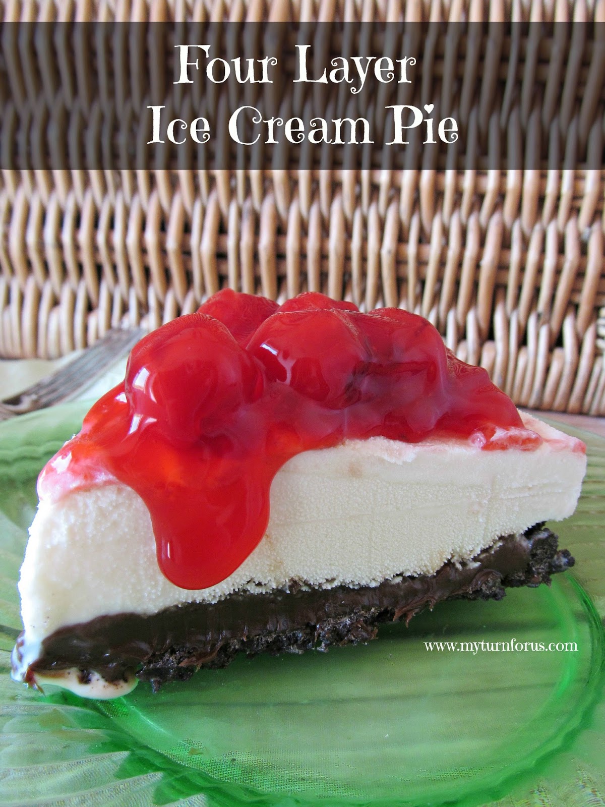 Vanilla Ice Cream Pie with Oreo Cookie Crust, Hot Fudge Layer and