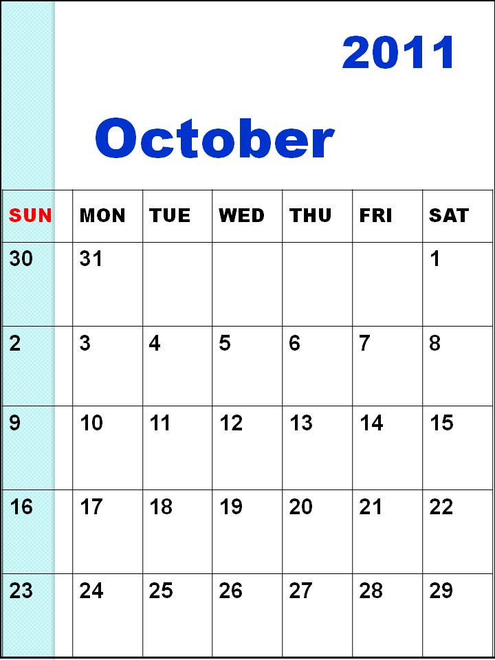 october 2011 calendar. BLANK CALENDAR OCTOBER 2011