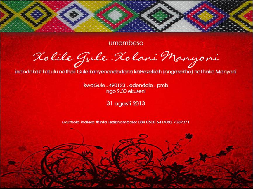Invitation Letter In Zulu Invitation Cards
