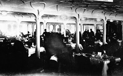 first class dining room inside the ship