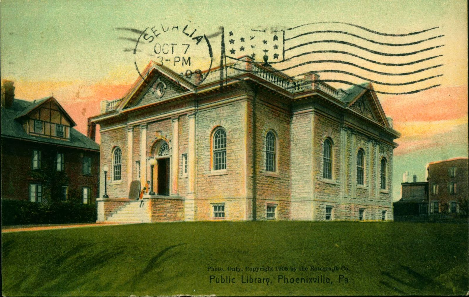 Library Postcards 1909 Public Library, Phoenixville, Pennsylvania