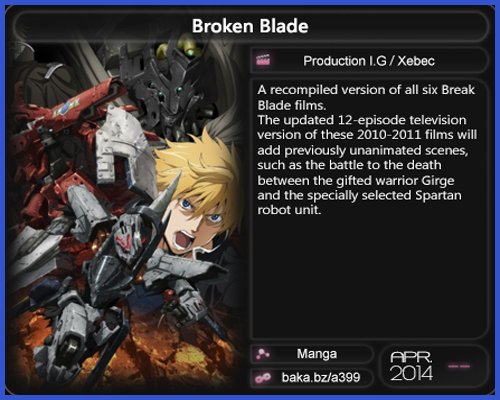 Anime Estrenos Primavera 2014 Broken+Blade