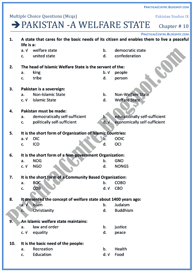 pakistan-a-welfare-state-mcqs-pakistan-studies-9th