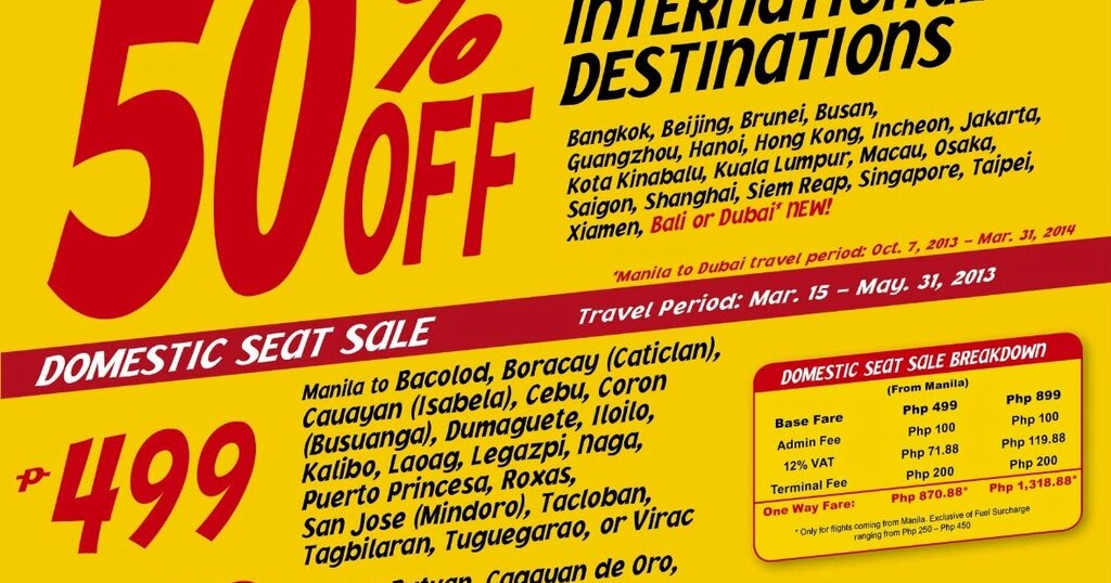 Cebu Pacific Announces 50 International Sale PROMO PHILIPPINES