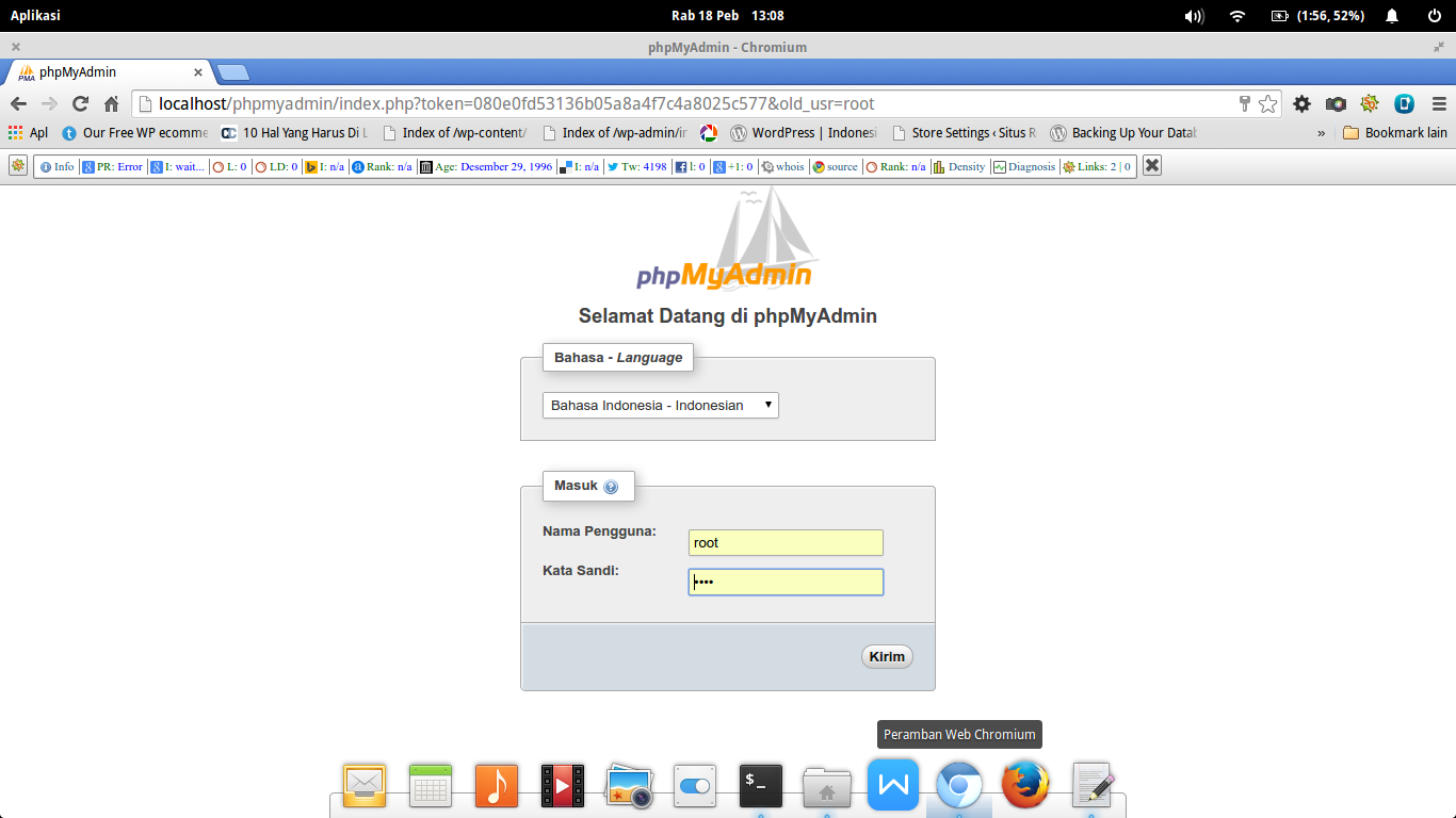 Instal MySQL dan phpMyAdmin : Tampilan Awal phpMyAdmin Instal MySQL dan phpMyAdmin : Tampilan Awal phpMyAdmin