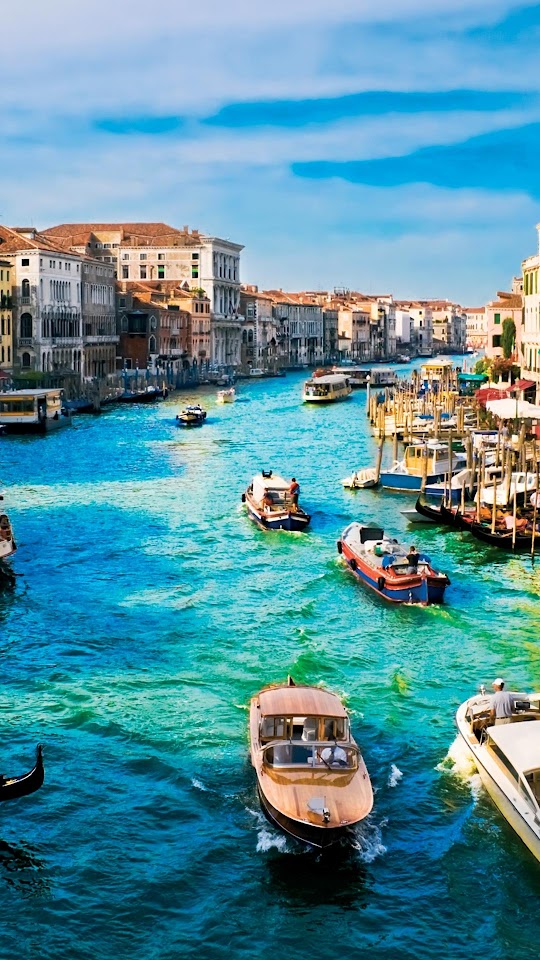 Beautiful Venice Italy Water Boats Blue Horizion  Android Best Wallpaper