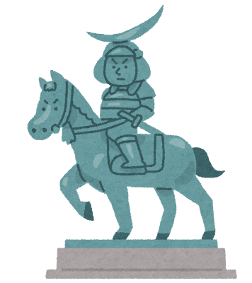 伊達政宗の騎馬像のイラスト