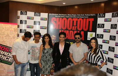 Sunny Leone,Tusshar, John & Sophie at Dubai for Shootout At Wadala Press Conference.