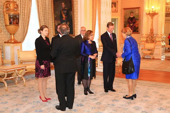 Grand Ducal Palace in Luxembourg, held a New Year's reception for members of the government. On the occasion of new year, the Grand Duke and Grand Duchess were accompanied by Hereditary Grand Duke Guillaume and Hereditary Grand Duchess Stephanie