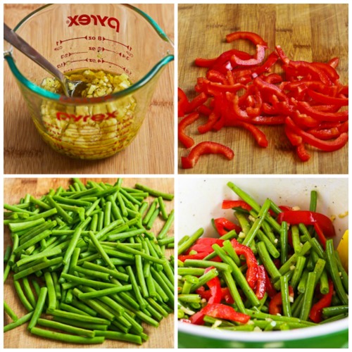 Roasted Green Beans and Red Bell Pepper with Garlic and Ginger Kalyn