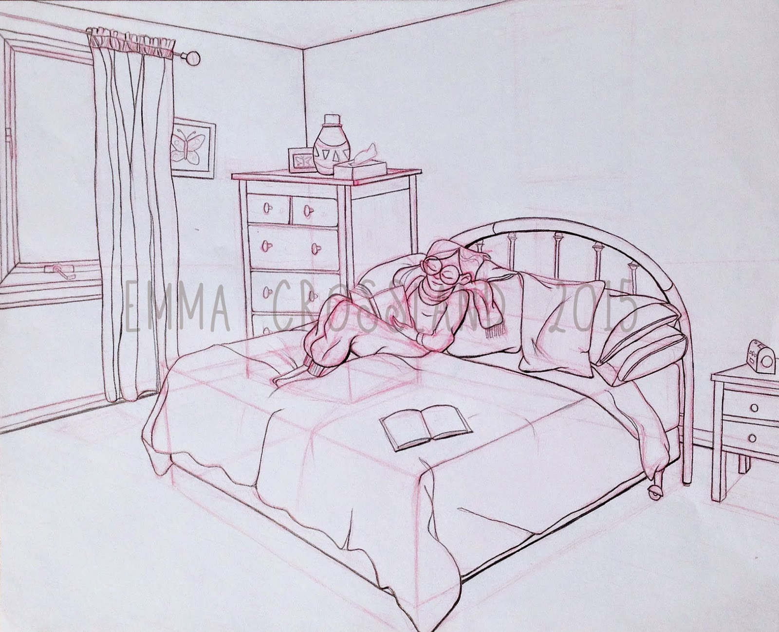 The Art of Emma Crossland: Room Drawings