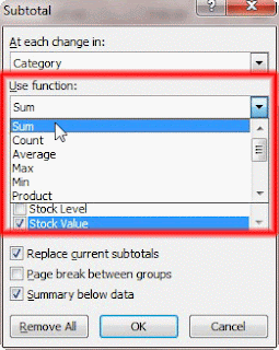 Choose "Sum" function to calculate 