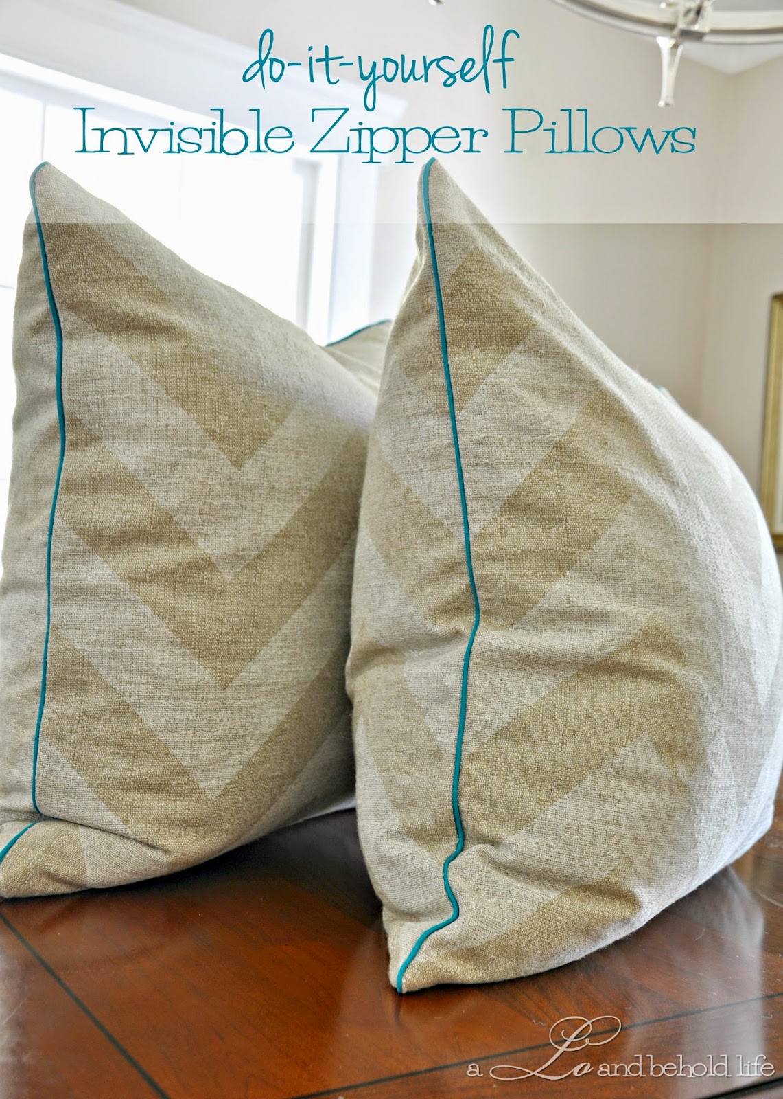 DIY pillow cover with piping and zipper A Lo and Behold Life