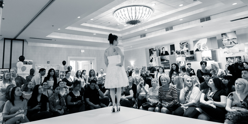 Bride on Runway Bakersfield Marriott Bridal Show