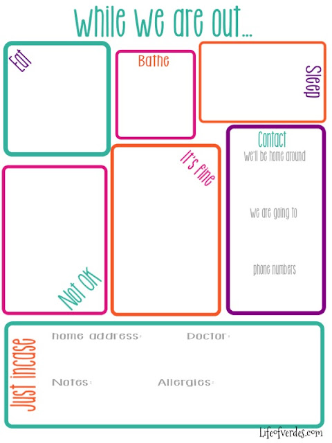 life of verde 39 s free printable baby sitter notes printable babysitting forms
