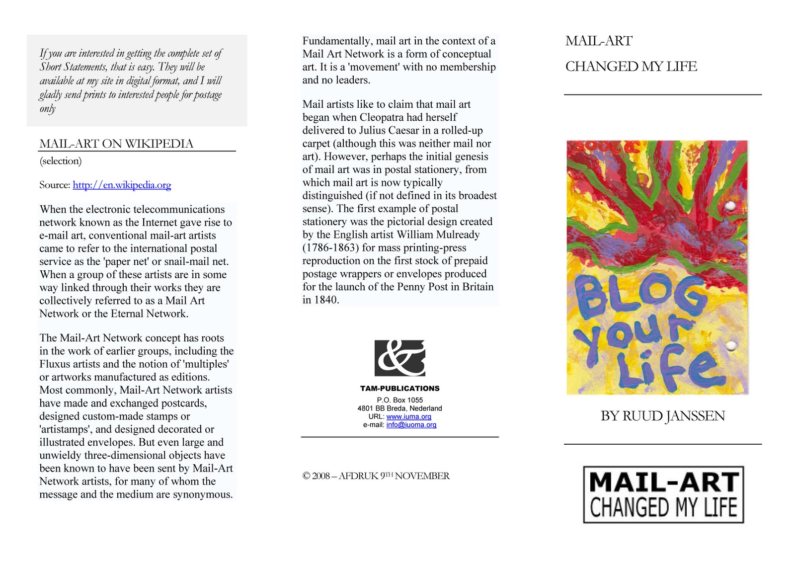 tam publications brochure mail art changed my life