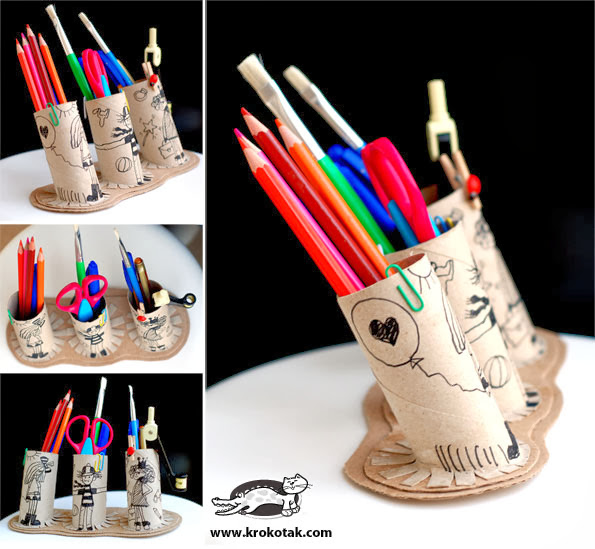 Toilet Paper Roll into Pencil Holder DIY Craft Projects