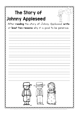 Johnny Appleseed Opinion Writing First and Second Grade