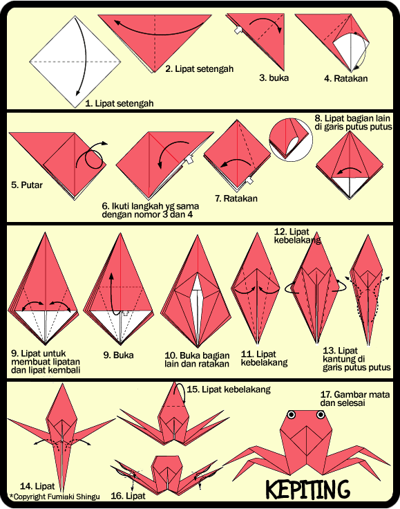 Cara Membuat Kodok Dari Origami