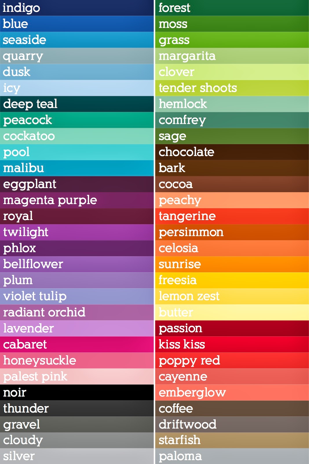 Darling Colour Chart