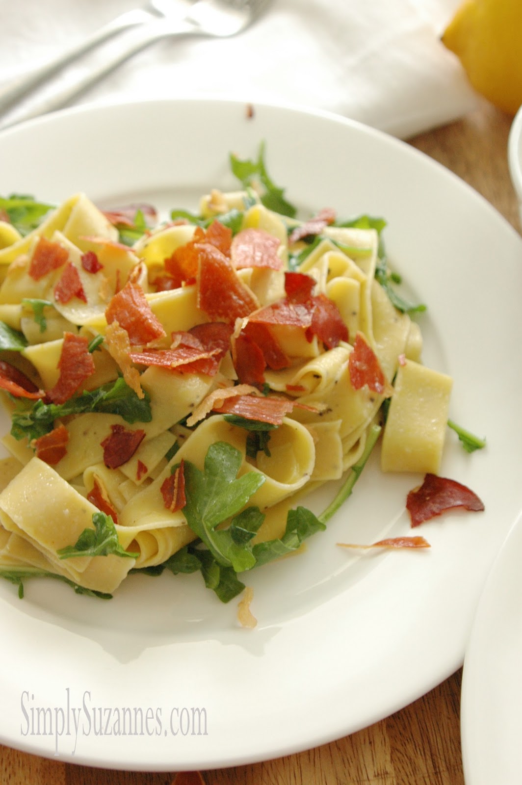 Simply Suzanne's AT HOME lemon pepper pappardelle with arugula