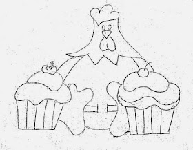 desenho de  galinha com cupcakes