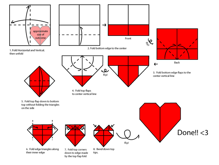 How to make an origami heart step by step., my crafts and 