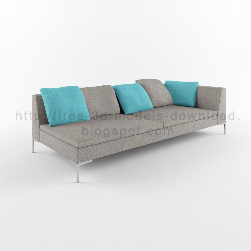 3d модель, 3d model, Charles Large, free download, furniture, grey, Italia, sofa, turkey, диван, скачать бесплатно, blue