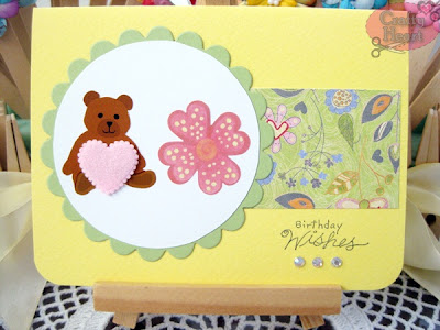 Handmade Card - Teddy Birthday Wishes in Yellow