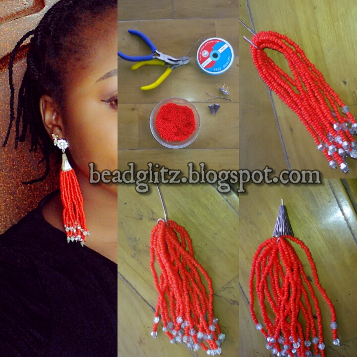 Beadglitz TUTORIAL Beaded Tassel earring