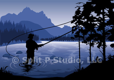 fly fishing vector art