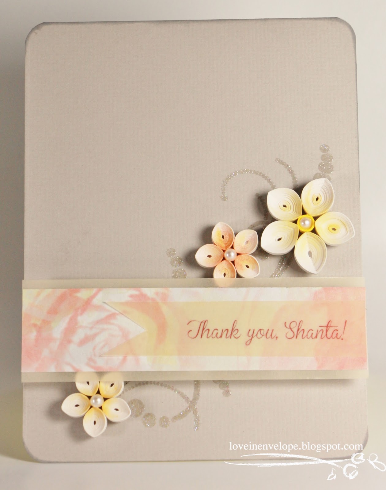Love in Envelope Quilled Blossoms Thank You Card (CAS)