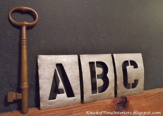 Restoration Hardware Metal Stencils Knock Off by http://knickoftimeinteriors.blogspot.com/