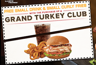free small drink and curly fries at arbys coupon grand turkey club