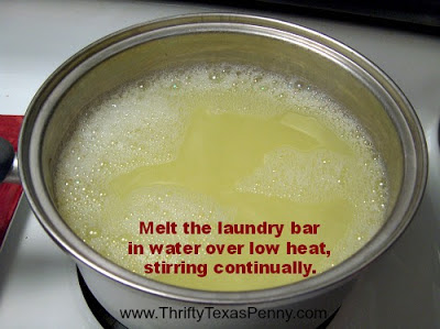 Melting the laundry bar to make your own Tide laundry detergent Melting the laundry bar to make your own Tide laundry detergent