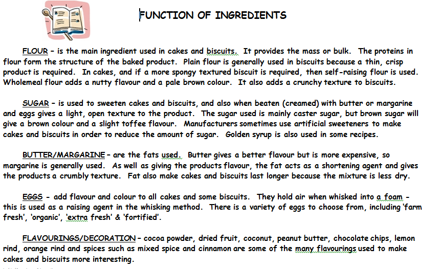 Nova Cooks Basic Biscuits Function of Ingredients