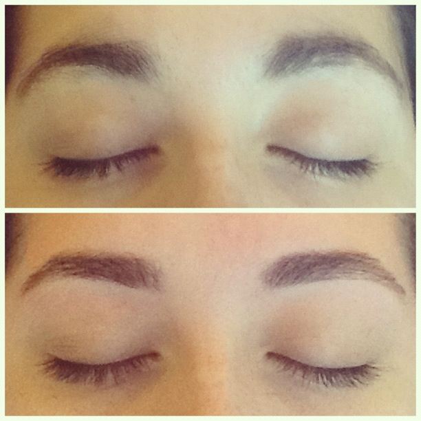 Eyebrows before and after threading