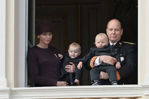 Princess Charlene of Monaco with Princess Gabriela and Prince Albert II of Monaco with Prince Jacques